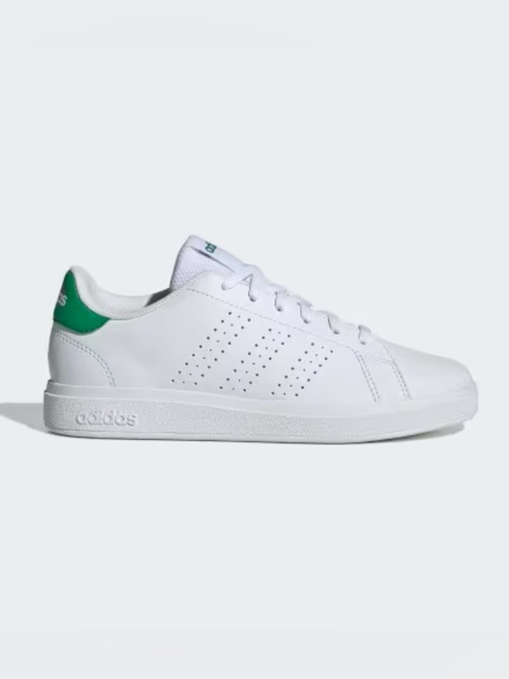 Adidas Advantage White & Green Tennis Shoes Sneakers 4.5 Boys / 6 Women’s